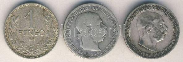 Ausztria 1893. 1K Ag + 1913. 1K Ag T:3 + 1938. 1P Ag T:3