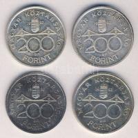 1992. 200Ft "MNB" Ag (4x) T:1-,2