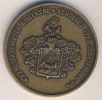 1993. "Horthy Miklós újratemetése-Kenderes" matt Br emlékérem szirgn.:Bognár T:1
