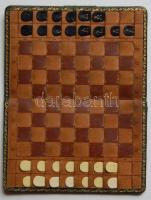 Bőr-bakelit utazó/ zseb-sakk 4 hiánnyal