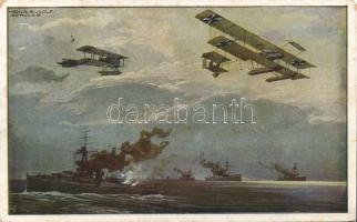 German aeroplanes above English warships s: Hans Rudolf Schulze