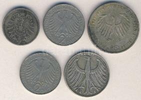 Németország 1876. 1M Ag + 1951. 5M Ag + 1958. 2M (2x) "Planck" + 1988D 10M Ag "A. Sch...