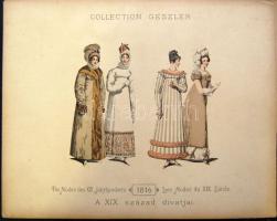 Geszler József: A XIX. század divatjai c. ritka könyvből 4 db kőnyomatos tábla 33x26 cm