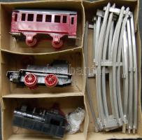 cca 1950 Óraműves kisvasút régi modelljáték majdnem hiánytalan