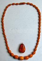 Borostyán nyaklánc és függő / Ivy jewellery 37g