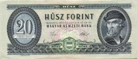 1975. 20Ft (2x) egymás utáni sorszámmal T:II+ (hajtatlan)