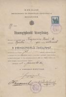 Érdekes okmány és nyomtatvány tétel: 1957 Kossuth címeres irat, díszes ipaoslevél, kötélhasználati útmutató, agitátor napló, dinamókezelő-bizonyítvány, nemzeti egység tagsági