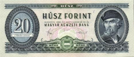 1980. 20Ft (3x) egymásutáni sorszámmal T:I