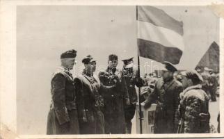 Verecke meeting of Hungarian and Polish troops by the new borders, 1939 photo (gluemark)