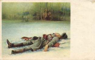 4 db megíratlan katonai grafikai lap az 50-es évekből / 4 military art cards