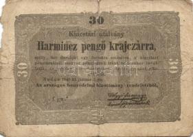 1849. 15kr "Kossuth-bankó" + 30kr "Kossuth-bankó" "*"-gal! T:IV,III