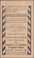 1896 Ingatlan és félzálog forgalmi intézet reklámlapja
