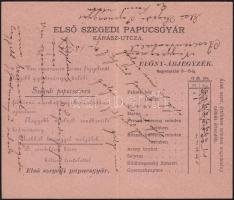 1896 Szegedi papucsgyár árjegyzék