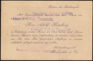 1897 Előnyomott céges levelezőlap