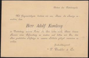 1896 Előnyomott céges levelezőlap