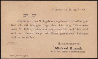 1898 Előnyomott céges levelezőlap