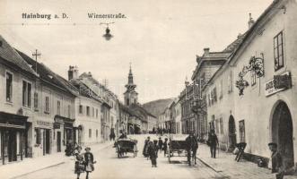 Hainburg an der Donau Wiener street with the shop of Wilhelm Grasser