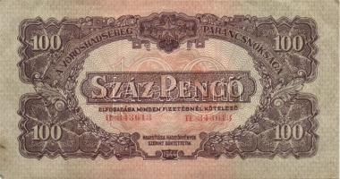 1944. "V. H." 100P (2x) "4mm számozás" egymás utáni sorszámúak T:II hajtatlanok!