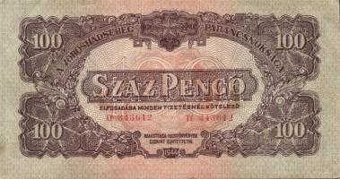 1944. "V. H." 100P (2x) "4mm számozás" egymás utáni sorszámúak T:II hajtatlanok!