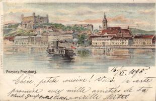 1898 Pozsony with steamship litho (Cut)