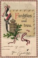 German patriotic propaganda, flag and coat of arms litho