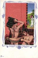 2 db megíratlan, régi, Antik motívumos szecessziós litho művészlap, szép állapotban