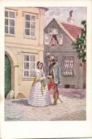 8 db megíratlan régi művészlap (Régi jó idők c. sorozat) Biczó szignóval