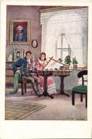 8 db megíratlan régi művészlap (Régi jó idők c. sorozat) Biczó szignóval