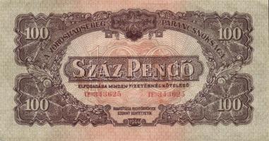 1944. 100P "V.H." (4x) "4mm számozás" T:II hajtatlanok