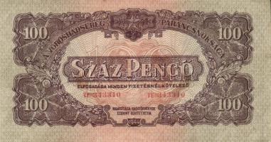 1944. 100P "V.H." (4x) "4mm számozás" T:II hajtatlanok