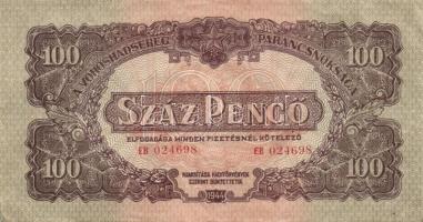 1944. 100P "V.H." (4x) "4mm és 3mm számozás" T:II,III