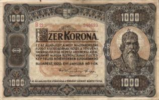 1920. 10f + 20f + 1K + 2K + 10K + 20K + 50K "Orell Füssli Zürich" + 100K "Orell Füssl...