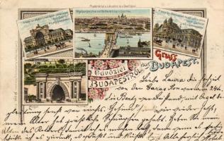 Budapest mit 2 Bahnhöfer Litho (EK)