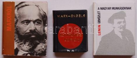 3 db klf témájú minikönyv: A kommunista kiáltvány, Marxról, Lenin üdvözlet a magyar munkásoknak