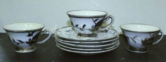 ~1900 Bavaria jelzéssel ellátott 3 db porcelán csésze és 5 db kistányér (sérült) / Bavaria chinaware set (damaged)