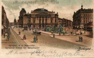 Budapest VIII. Kerepesi út és Népszínház litho