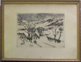 Kiss Terézia (1928-): Téli délután rézkarc-papír, jelzett, keretben 52x42 cm