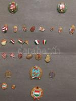 Kis kitűző tétel: összesen 28db különböző zománcozott és festett magyar címer és zászló