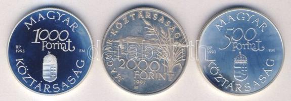 1993. 500Ft Ag "Régi dunai hajók - Árpád" + 1995. 1000Ft Ag "Régi dunai hajók - Hableány" + 1997. 2000Ft Ag "Régi balatoni hajók -Helka és Kelén" T:PP