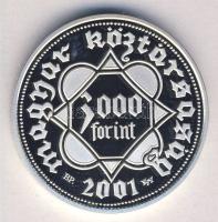 2001. 3000Ft Ag "Ezeréves a magyar pénzverés" T:PP Csak 5000db! tanúsítvánnyal!