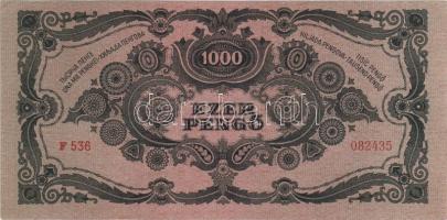 1945 1000P 3-as felső része egyenes + lemezhibás bélyeg  T:I R!