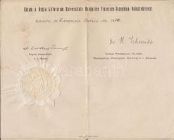 1916 Kolozsvári Egyetem félévhalasztási engedély Tangl Károly rektor saját kezű aláírásával /  Cluj University document with signature of rector