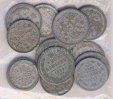 Oroszország 1868. 15k Ag + 1869. 20k Ag (3x) + 1874. 20k Ag + 1879. 20k Ag (2x) + 1886. 15k Ag + 1912. 5k Ag + 1914. 10k Ag + 15k Ag (5x) T:2,3