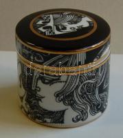 1979 Szász Endre által tervezett Hollóházi porcelán illatszeres tégely 6 cm