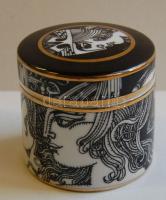 1979 Szász Endre által tervezett Hollóházi porcelán illatszeres tégely 6 cm
