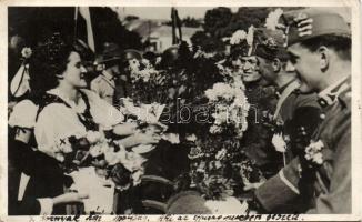 Ipolyság entry of the Hungarian troops, celebration photo So.Stpl