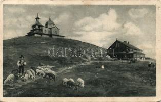 Radhost mountain, shepherd and wooden chapel (EK)