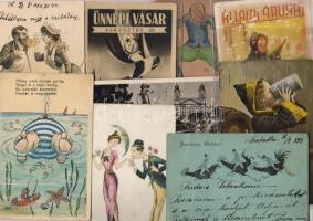 1900-1940. 90 db motívumlap, közte jobbak, lithok, vegyes minőség / 90 Motivkarten, dabei Lithos und bessere, untersch. Erhaltung