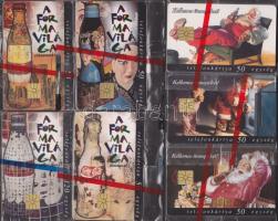 7 db használatlan Coca-Cola telefonkártya dísztokokkal