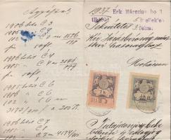 1903 Tulajdonjog bejegyzési és zálogjog törlési kérvény 2K+1K illetékbélyeggel, hátoldalán 1955 Pécs...